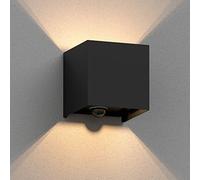 ledscom.de Applique murale CUBEL pour l'extérieur, IP65, up/downlight, détecteur de mouvement, noir mat, carré, 1x G9 max. 10W