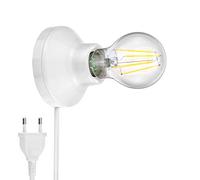 ledscom.de Applique murale en porcelaine Elektra ronde fiche interrupteur blanc 90mm E27 lampe LED blanc chaud 3 niveaux de gradation : max. 963lm