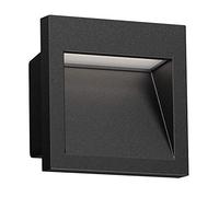 ledscom.de Applique murale encastrée LED NOLA, downlight pour l'extérieur, IP54, noir mat, 90 x 90mm, blanc chaud