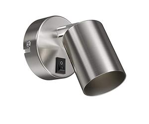 ledscom.de Applique murale WAIKA, interrupteur, inox mat, ronde, 1x GU10 max. 60W