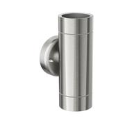 ledscom.de Applique murale WEDO pour l'extérieur, chrome mat, acier inoxydable, IP44, deux flammes, Up & Downlight, incl. 2 LED GU10, 450lm blanc chaud chacune