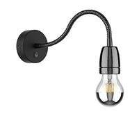 ledscom.de Applique POZ, col de cygne, interrupteur, porcelaine, acier, noir brillant, incl. lampe LED E27 461lm blanc chaud