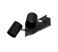 ledscom.de Applique WAIKA, 2 flammes, interrupteur, noir mat, carré, 2x GU10 max. 60W