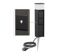 ledscom.de Borne d'éclairage PODEL avec piquet de terre et 2m de câble pour l'extérieur, Smart Home, 39cm, noir, douille G9, 2 prises de courant