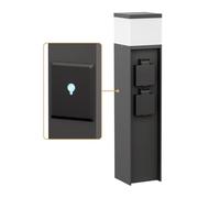 ledscom.de Borne d'éclairage PODEL pour l'extérieur, Smart Home, 39cm, noir, 2 prises de courant, ampoule G9 incluse, 596lm, blanc