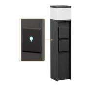 ledscom.de Borne d'éclairage PODEL pour l'extérieur, Smart Home, 39cm, noir, 2 prises de courant, ampoule G9 incluse, 501lm, blanc chaud