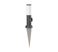 ledscom.de Borne d'éclairage PORU avec piquet de terre pour l'extérieur, anthracite, ronde, 38,5cm, prise de courant, ampoule E27 incluse, 471lm, blanc extra-chaud