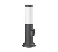 ledscom.de Borne d'éclairage PORU avec prise de courant pour l'extérieur, anthracite, ronde, 38,5cm, ampoule LED Smart Home RGBW E27 incluse, 892lm