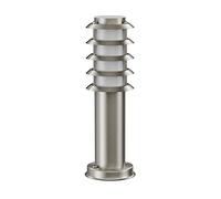 ledscom.de Borne d'éclairage PORU pour l'extérieur, IP44, grille, 39cm, inox, ampoule E27 471lm incluse, blanc extra-chaud