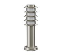 ledscom.de Borne d'éclairage PORU pour l'extérieur, IP44, grille, 39cm, inox, ampoule E27 incluse, classe d'efficacité énergétique A, givré (blanc chaud, 4W, 935lm)