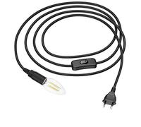ledscom.de Câble textile LEHA avec fiche et interrupteur noir 3 m incl. lampe LED E14 3,567W 452lm, blanc chaud