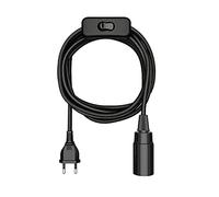 ledscom.de Câble textile LEHA, fiche, interrupteur, noir brillant, 3 m, douille, 1x E14 max. 60 W