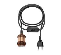 ledscom.de Câble textile RETRA, fiche, interrupteur, bronze mat, 3 m, douille, 1x E27 max. 60 W