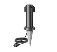 ledscom.de Colonne de Prise de Courant de Jardin PORU avec Piquet de Terre et câble de 2m pour l'extérieur, 2-Fois, Acier Inoxydable, Noir, Rond, 27cm