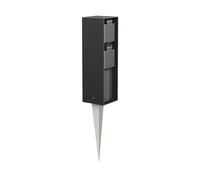 ledscom.de Colonne de Prises de Jardin POKU avec Piquet de Terre pour l'extérieur, IP44, 2X, Noir, carré, 23cm