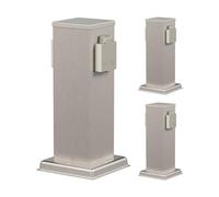 ledscom.de Colonne de Prises de Jardin Polly 3X pour l'extérieur, IP44, 2 Prises, Acier Inoxydable, Forme carrée, 27 cm