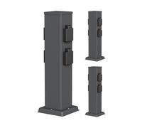 ledscom.de Colonne de Prises de Jardin Polly 3X pour l'extérieur, IP44, 4 Prises, Acier Inoxydable, Anthracite, carrée, 40 cm