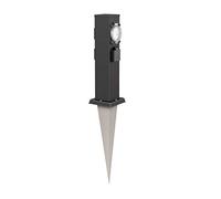ledscom.de Colonne de Prises de Jardin Polly avec Piquet de Terre pour l'extérieur, IP44, 3-Fois avec minuterie/Timer, Acier Inoxydable, rectangulaire, Noir, 38cm