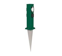 ledscom.de Colonne de Prises de Jardin Polly avec Piquet de Terre pour l'extérieur, IP44, 3-Fois avec minuterie/Timer, Vert, carré, 38cm
