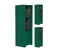 ledscom.de Colonne de Prises de Jardin POMI 3 Prises pour l'extérieur, IP44, Double, Acier Inoxydable, Verte, carrée, 23 cm