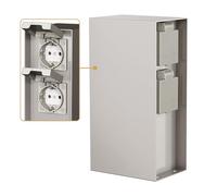 ledscom.de Garten Colonne de Prises POMI pour l'extérieur, IP44, 4X, Acier Inoxydable, INOX, carré, 23 cm, Tour de Prises, Prise extérieure, Colonne d'énergie, Colonne de Prises extérieures,