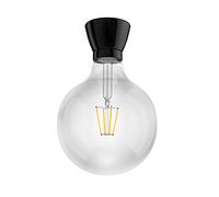ledscom.de Douille de lampe E27 en porcelaine MINZ, ronde, noire, incl. lampe E27 (blanc chaud, 7,123W, 838lm)