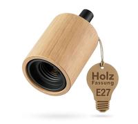 ledscom.de Douille de lampe E27 KIVO en bois véritable, décharge de traction, douille de lampe suspendue DIY, 230V AC, max. 60W