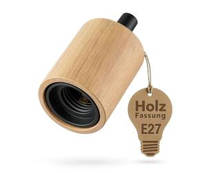 ledscom.de Douille de lampe E27 KIVO en bois véritable, décharge de traction, douille de lampe suspendue DIY, 230V AC, max. 60W