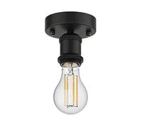 ledscom.de Douille de lampe E27 vintage RETRA, noire, ronde, 100mm incl. lampe LED filament 1600lm blanc chaud