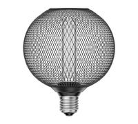 ledscom.de E27 LED ampoule, lampe, cage métallique noire, G120, extra blanc chaud (1800 K), 4W, 220lm