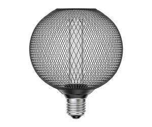 ledscom.de E27 LED ampoule, lampe, cage métallique noire, G120, extra blanc chaud (1800 K), 4W, 220lm