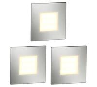 ledscom.de Éclairage d'escalier/applique encastrée FEX à 3 LED pour l'intérieur et l'extérieur, de forme carrée, en acier inoxydable, 85 x 85 mm, blanc chaud