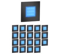 ledscom.de Éclairage d'escalier/applique murale encastrable FEX à 20 LED pour l'intérieur et l'extérieur, de forme carrée, noir, 85 x 85 mm, bleu