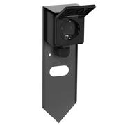 ledscom.de Garten Colonne de Prises de Courant PIWI avec Piquet de Terre pour l'extérieur, IP44, 1 Fois, Acier Inoxydable, Anthracite, carré, 24 cm