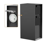 ledscom.de Garten Colonne de Prises de Courant POMI pour l'extérieur, IP44, minuterie/commutateur horaire, 2 Fois, Acier Inoxydable, Anthracite, rectangulaire, 23 cm