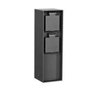 ledscom.de Garten Colonne de Prises POKU pour l'extérieur, IP44, 2X, Plastique, Anthracite, rectangulaire, 23 cm