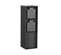 ledscom.de Garten Colonne de Prises POKU pour l'extérieur, IP44, 2X, Plastique, Noir, rectangulaire, 23 cm