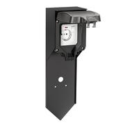ledscom.de Garten Colonne de Prises POXO avec Piquet de Terre pour l'extérieur, IP65, 1x, Acier Inoxydable, Noir, carré, 40 cm