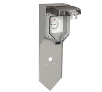 ledscom.de Garten Colonne de Prises POXO avec Piquet de Terre pour l'extérieur, IP65, 1x, Acier Inoxydable, INOX/Gris, carré, 40 cm