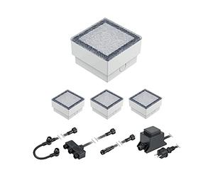 ledscom.de Gorgone LED à encastrer dans le pavé pour l'extérieur, 10x10cm, 12V, blanc chaud, 4 pièces