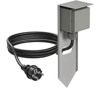 ledscom.de Jardin Colonne de Prises PIWI avec Piquet de Terre et 2m de câble pour l'extérieur, IP44, 1x, INOX