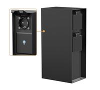 ledscom.de Jardin Colonne de Prises POMI pour l'extérieur, IP44, Smart Home, WLAN, Alexa, Triple, Acier Inoxydable, Noir, rectangulaire, 23 cm