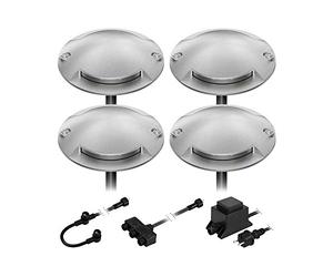 ledscom.de Lampadaire LED Bunda, 2 lampes, pour l'extérieur, praticable, blanc chaud, lot de 4