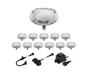 ledscom.de Lampadaire LED Bunda, 4 lampes, pour l'extérieur, passable, blanc froid, jeu de 12 pièces