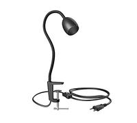 ledscom.de Lampe à pince, col de cygne KLUK, interrupteur, noir mat, 1x GU10 max. 60W