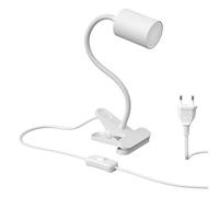 ledscom.de Lampe à pince WAIKA avec col de cygne et interrupteur blanc mat, ampoule LED GU10 incluse (blanc chaud, 4,914W, 450lm, 100°)