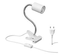 ledscom.de Lampe à pince WAIKA avec col de cygne et interrupteur blanc mat, ampoule LED GU10 incluse (blanc chaud, 5,4W, 510lm, 50°)