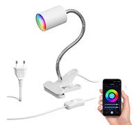 ledscom.de Lampe à pince WAIKA avec col de cygne et interrupteur blanc mat, y compris ampoule LED Smart Home RGBW GU10, 5,41W, 473lm
