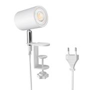 ledscom.de Lampe à pince WAIKA, interrupteur, blanc mat, ampoule LED GU10 incluse, 468lm blanc chaud