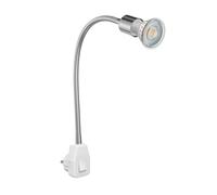 ledscom.de Lampe à prise LESCH Lampe de lecture col de cygne, chrome/blanc, incl. LED GU10 (blanc, 8,2W, 1179lm, 33°)